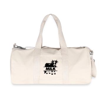 Dairy Cow Design with 'MILK' Bar - Recycled Canvas Sports Bag by Stanley/Stella - natural - Front
