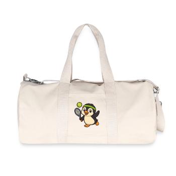 Süßer Pinguin Tennis Spieler Cartoon Freude Sport - Recycelte Canvas-Sporttasche von Stanley/Stella - Naturweiß - Vorne