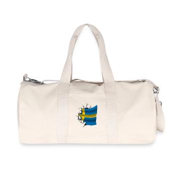 Flag of Sweden - Sweden - Flag Broken Design - Recycled Canvas Sports Bag by Stanley/Stella - natural - Front