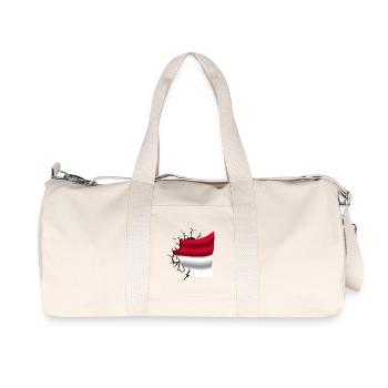 Flag of Indonesia - Indonesia - Flag Broken - Recycled Canvas Sports Bag by Stanley/Stella - natural - Front