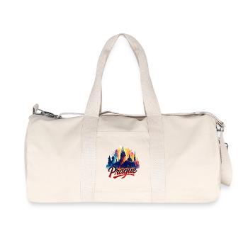 Prague Capital Czech Republic Silhouette Gift - Recycled Canvas Sports Bag by Stanley/Stella - natural - Front