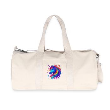 Regenbogen Einhorn - Recycelte Canvas-Sporttasche von Stanley/Stella - Naturweiß - Vorne