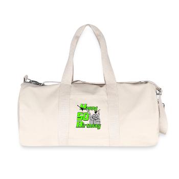 Happy Birthday 50 , Heavy Metal 50th Birthday - Recycled Canvas Sports Bag by Stanley/Stella - natural - Front