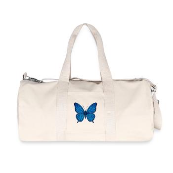 Blauer Schmetterling - Recycelte Canvas-Sporttasche von Stanley/Stella - Naturweiß - Vorne