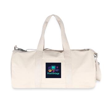 Retro Computer and Pixel Console - Recycled Canvas Sports Bag by Stanley/Stella - natural - Front