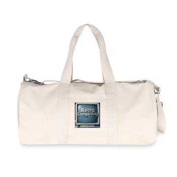 Retro Computer Graphics on Blue Background - Recycled Canvas Sports Bag by Stanley/Stella - natural - Front