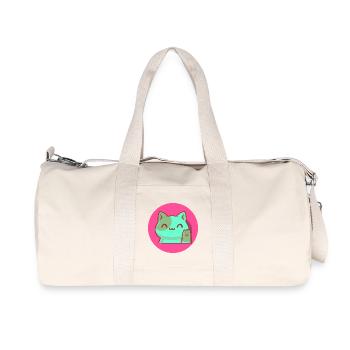 Chibi Kawaii Katze, Glücksbringer, Popart pink - Recycelte Canvas-Sporttasche von Stanley/Stella - Naturweiß - Vorne