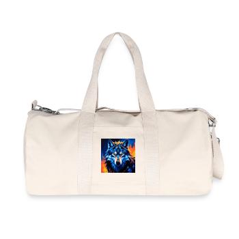 Illustration de loup géométrique vif - Sac de sport en toile recyclée Stanley/Stella - blanc naturel - Devant