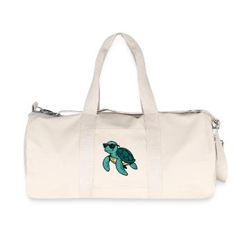 Coole Schildkröte mit Sonnenbrille - Recycelte Canvas-Sporttasche von Stanley/Stella - Naturweiß - Vorne