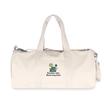 Stecker rein, Rechnung klein - Recycelte Canvas-Sporttasche von Stanley/Stella - Naturweiß - Vorne