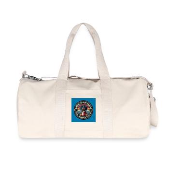 Hund Dackel mit Kaffeetasse Retro Design - Recycelte Canvas-Sporttasche von Stanley/Stella - Naturweiß - Vorne