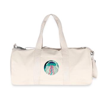 Vibrant Jellyfish Artistic Illustration - Recycled Canvas Sports Bag by Stanley/Stella - natural - Front