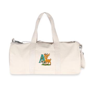 Childish Antelope with its letter A - Recycled Canvas Sports Bag by Stanley/Stella - natural - Front