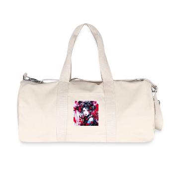 Red Splashed Futuristic Portrait - Recycled Canvas Sports Bag by Stanley/Stella - natural - Front