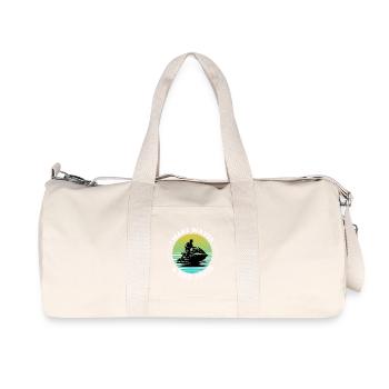 Lustiger Jetski-Fahrer Spruch "Make Waves & Laugh" - Recycelte Canvas-Sporttasche von Stanley/Stella - Naturweiß - Vorne