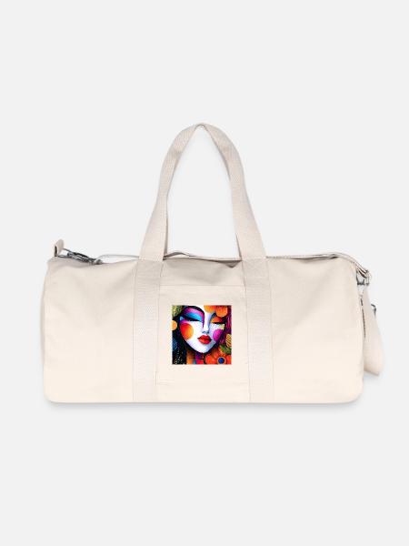Abstract portrait in bright colors - Recycled Canvas Sports Bag by Stanley/Stella - natural