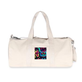 Illustration avec Monstres Colorés - Sac de sport en toile recyclée Stanley/Stella - blanc naturel - Devant
