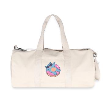 Blauer Teddybär mit Sonnenbrille - Recycelte Canvas-Sporttasche von Stanley/Stella - Naturweiß - Vorne