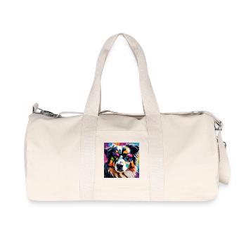 Australian Shepherd Colorful Aussi - Recycled Canvas Sports Bag by Stanley/Stella - natural - Front