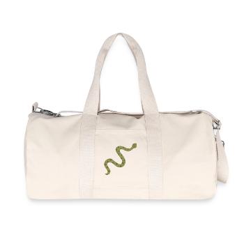 Vibrant Green Snake Illustration - Recycled Canvas Sports Bag by Stanley/Stella - natural - Front