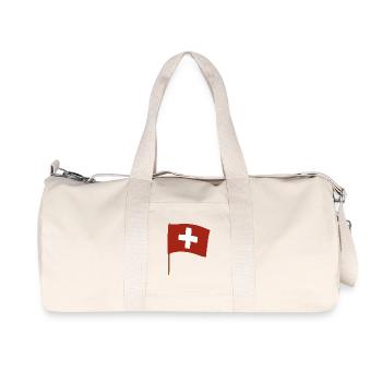 Swiss Cross Flag Design for Apparel - Recycled Canvas Sports Bag by Stanley/Stella - natural - Front