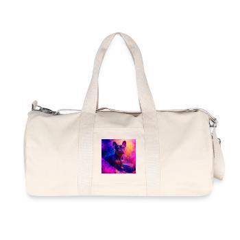 Colored French Bulldog Art Design - Recycled Canvas Sports Bag by Stanley/Stella - natural - Front