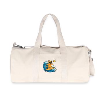 Sun Surfer Katze - Recycelte Canvas-Sporttasche von Stanley/Stella - Naturweiß - Vorne