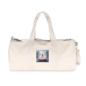Femme méditant sur une fleur de lotus ouverte - Sac de sport en toile recyclée Stanley/Stella - blanc naturel - Devant