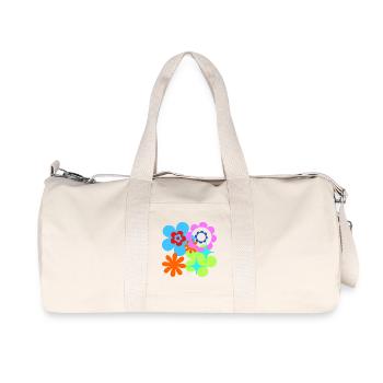 Colorful Flowers and Stars Psychedelic Flora - Recycled Canvas Sports Bag by Stanley/Stella - natural - Front