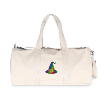 Halloween-Regenbogen Glitzer Hexenhut - Recycelte Canvas-Sporttasche von Stanley/Stella - Naturweiß - Vorne
