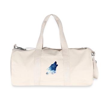 Loup hurlant – Aquarelles Ciel étoilé Forêt - Sac de sport en toile recyclée Stanley/Stella - blanc naturel - Devant