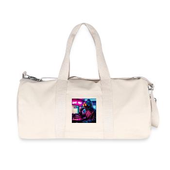 Cyberpunk Neon-Skull Hacker Send Help Design - Recycelte Canvas-Sporttasche von Stanley/Stella - Naturweiß - Vorne