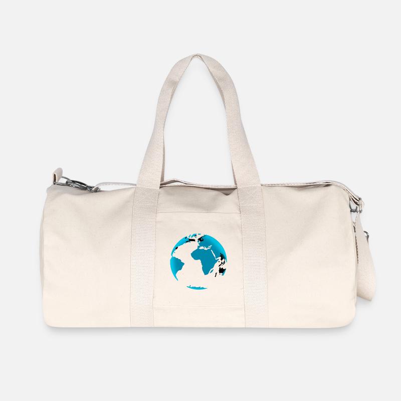 Blauer Globus Neon Schwarz - Recycelte Canvas-Sporttasche von Stanley/Stella - Naturweiß