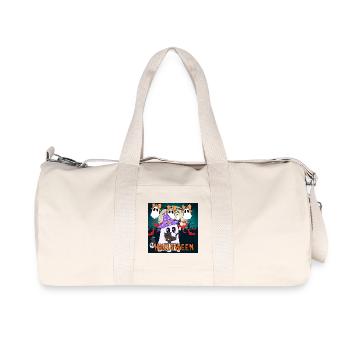 Fantôme sorcier mignon et chat noir Halloween - Sac de sport en toile recyclée Stanley/Stella - blanc naturel - Devant