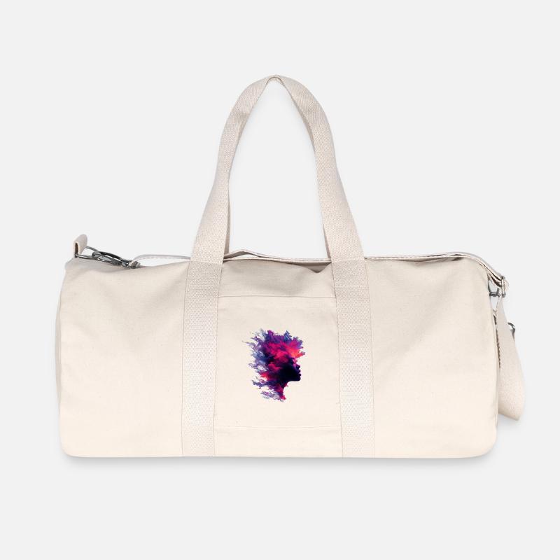 Fiery_Nebula_Woman_Profile_Silhouette - Recycelte Canvas-Sporttasche von Stanley/Stella - Naturweiß
