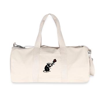Ratte macht Stunk | Street-Art-Stencil-Stil - Recycelte Canvas-Sporttasche von Stanley/Stella - Naturweiß - Vorne