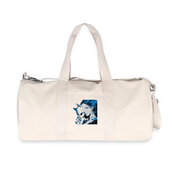 Portrait de masque bleu de jeune femme avec des fleurs - Sac de sport en toile recyclée Stanley/Stella - blanc naturel - Devant