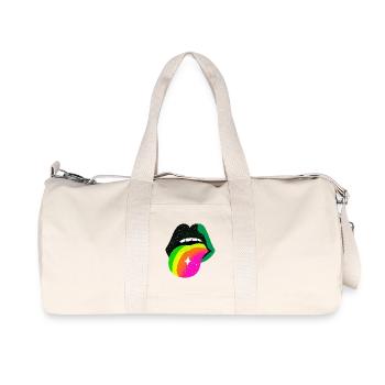 Langue arc-en-ciel Pop Art Lèvres - Sac de sport en toile recyclée Stanley/Stella - blanc naturel - Devant