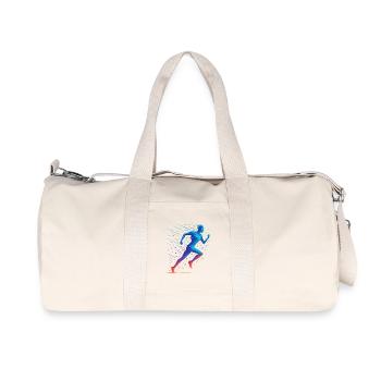 Neonfarbener geometrischer Lauf - Recycelte Canvas-Sporttasche von Stanley/Stella - Naturweiß - Vorne