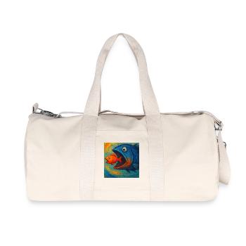 Blue Sea Fish in Search of Red Fish - Recycled Canvas Sports Bag by Stanley/Stella - natural - Front
