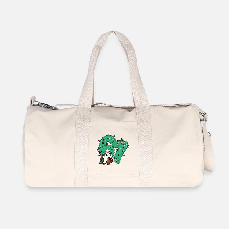 67 Nummern Whimsical Ghost Under Festive Evergreen - Recycelte Canvas-Sporttasche von Stanley/Stella - Naturweiß