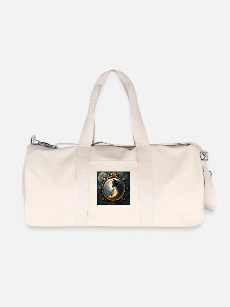 Moon Wolves: Yin Yang in Golden Frame - Recycled Canvas Sports Bag by Stanley/Stella - natural