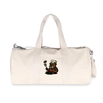 Bulldog Grill Master Flipping Steak Art de bande dessinée - Sac de sport en toile recyclée Stanley/Stella - blanc naturel - Devant