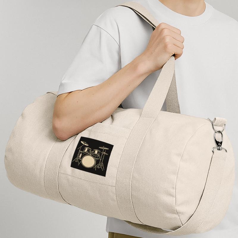 Schwarzsilbernes Drumset Illustration Recycelte Canvas-Sporttasche von Stanley/Stella