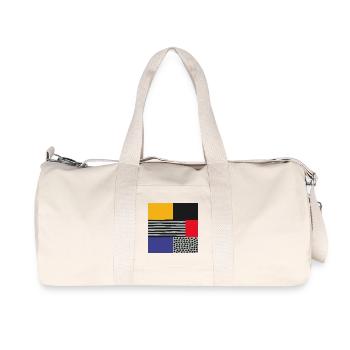 Scandi Art: Abstrakte Geometrie in Rot Blau Orange - Recycelte Canvas-Sporttasche von Stanley/Stella - Naturweiß - Vorne