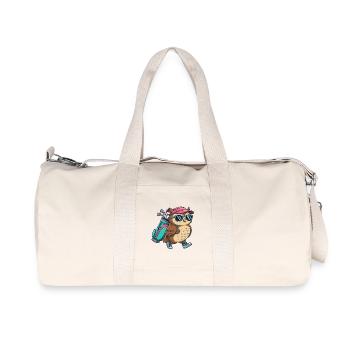 Dessin animé chouette de golf, animal de golf cool - Sac de sport en toile recyclée Stanley/Stella - blanc naturel - Devant