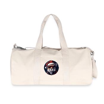 Leopard Santa mit Sonnenbrille - Recycelte Canvas-Sporttasche von Stanley/Stella - Naturweiß - Vorne