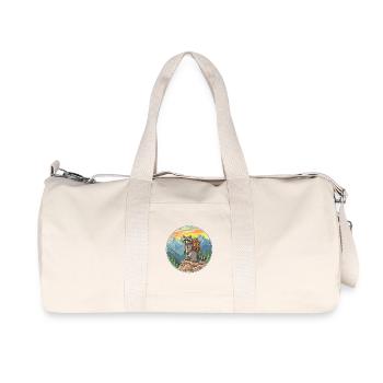 Cute Raccoon Hiking Camping Mountain Adventure - Recycled Canvas Sports Bag by Stanley/Stella - natural - Front