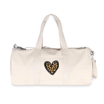 Heart Leopard Animal Print Modegeschenk – trendiges Geschenk - Recycelte Canvas-Sporttasche von Stanley/Stella - Naturweiß - Vorne