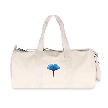 Ginkgo Blue Leaf Silhouette - Recycled Canvas Sports Bag by Stanley/Stella - natural - Front